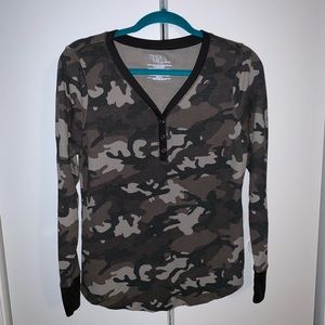 Camo thermal Henley tee